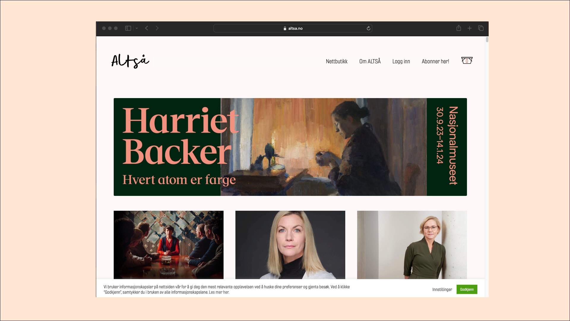 Altså sine nettsider brukt som illustrasjon