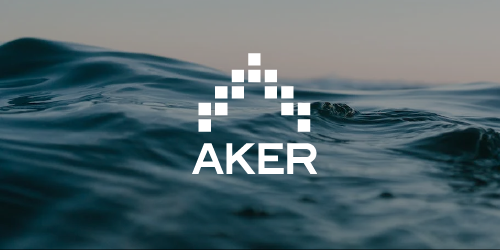 Aker logo med hav bakgrunn